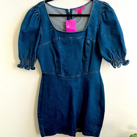 white christmas dresses Denim Mini Dress With Leopard Details